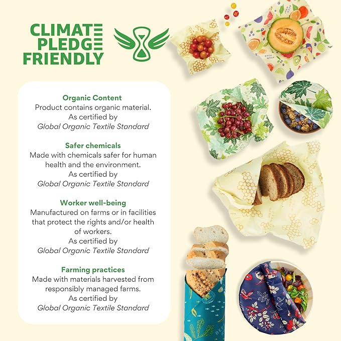 Bee's Wrap Beeswax Wraps for Food - Garden Party 3 Pack (2M 1 Sandwich) Made in USA Reusable & Organic Food Wraps, Sandwich Wrap - Eco-Friendly Alternative to Aluminum Foil & Plastic Wrap