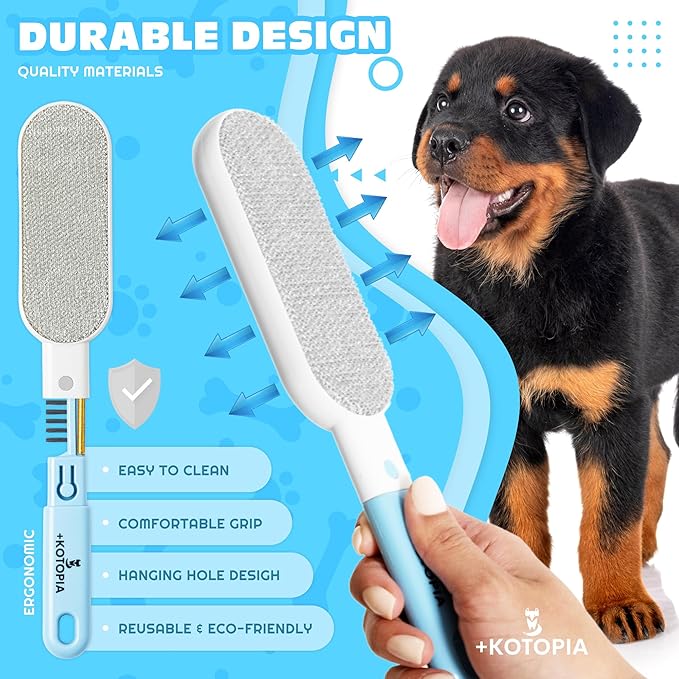 4-in-1 Pet Hair and Lint Remover Brush – Reusable Fabric and Clothing Cleaner for Pet Hair, Lint and Fur – Handheld Multi-Surface Tool for Clothes, Upholstery, Sofa and Travel Use (Sky Blue)