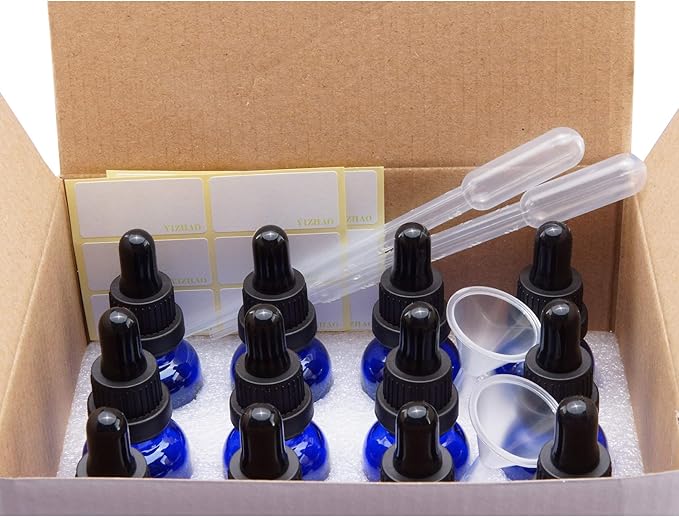 YIZHAO Clear Glass Dropper Bottle 2oz, Tincture Bottles with Glass Dropper, for Essential Oils, Aromatherapy, Cosmetic, Laboratory, Pharmacy, Liquids, Travel –12 Pcs