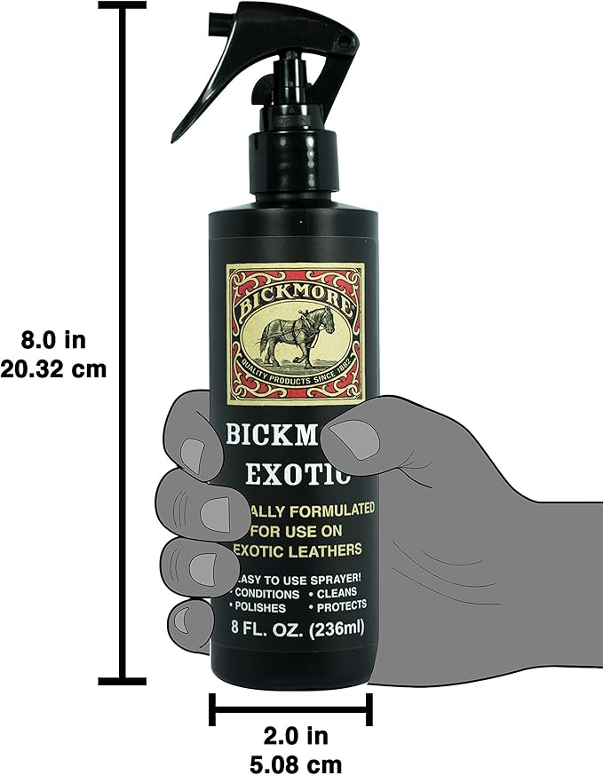 Bickmore Exotic 8oz - Specially Formulated Leather Spray Used to Clean Condition Polish and Protect Exotic Leathers & Reptile Skins