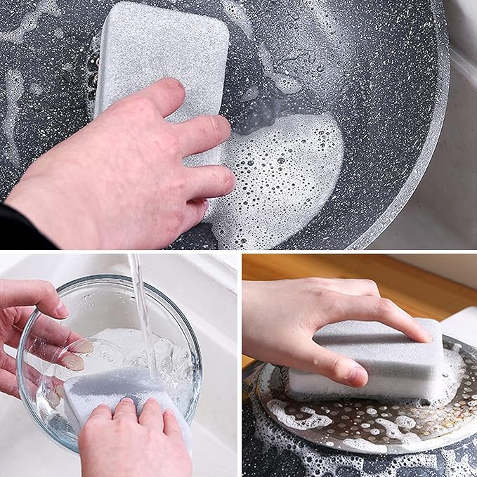 Individually Wrapped Sponges 20 Pack Kitchen Dishwashing Sponge Bulk, Non Scratch Dishes Scouring Pad Dishcloth, Odor-Free Sponge Wipes for Household Cleaning Dishes Travel Apartments - Grey