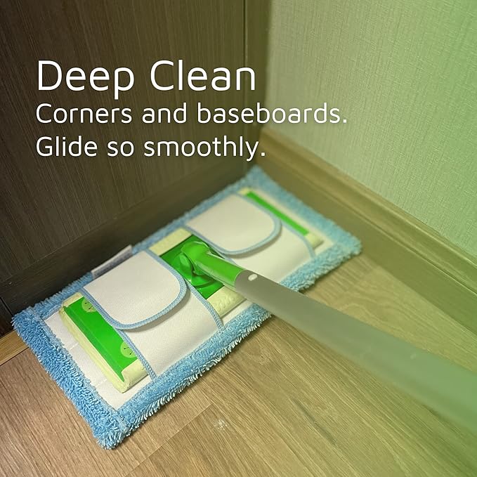 Reusable Mop Pad for Swiffer Sweeper Mop, 12.5'' Microfiber Mop Pad Refill Washable for Hard Floor Baseboard Cleaning, Wet/Dry Cleaning Pad, 4 Pack
