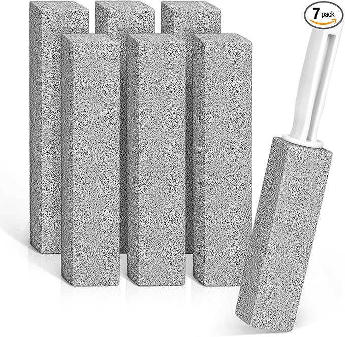 Pumice Stone, ARRITZ 7pcs Scouring Stick with Handle for Removing Calcium Buildup, Hard Water Rings and Rust, Suitable for Cleaning Toilet, Sink, Bathtubs, Tile, Stove, Grill