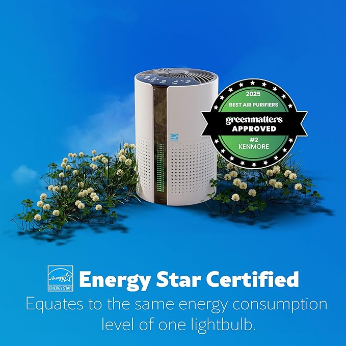 Kenmore PM1010 Air Purifiers for Bedroom Up to 348 Sq.Foot with H13 True HEPA Filter, Child Lock, Sleep Mode for Small Rooms