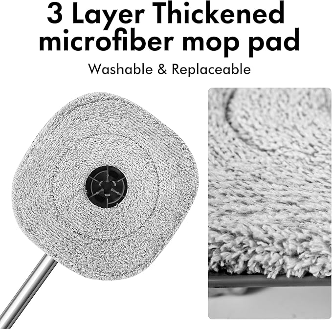 Spin Mop and Bucket with Separate Dirty and Clean Water,360° Spin Mop and Bucket System with Widening Foldable Handle,4 Replaceable Mop Pads,Square Mop for Floor Hardwood Tile Marble Wall Cleaning