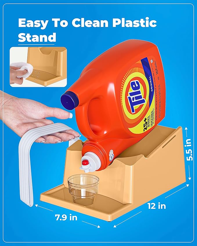TidyFriend Laundry Detergent Holder Stand Organizer with Drip Tray, 2 Pack Laundry Soap Holder with Non-Slip Rubber Feet for Washing Space Organization, Angled Downward Slope for Easy Pouring (Beige)