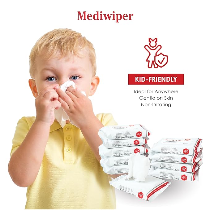 MEDIWIPER 80ct Alcohol-Free Hand Sanitizing Wipes Unscnted Antibacterial Wet Wipe, Hand Sanitizer (160 Wipes (80 * 2))