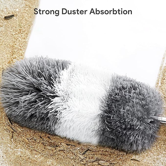 DELUX Microfiber Feather Duster,7 PCS Reusable Bendable Washable Cobweb Duster with 100 inches Extra Long Extension Pole for Cleaning Ceiling Fan, High Ceiling, Blinds, Furniture & Cars