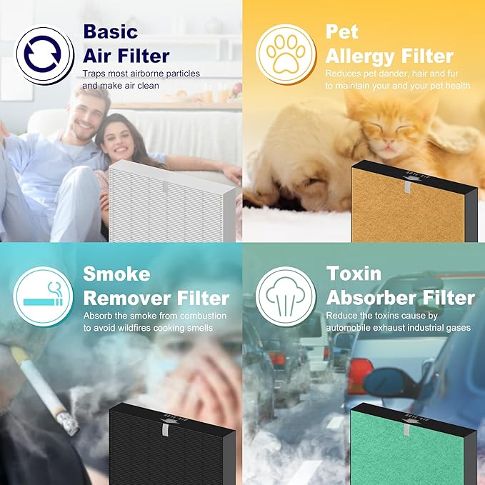 116130 Replacement Filter H for Winix 5500-2 AM80 Plasmawave Air Purifier, True HEPA Filter and Activated Carbon Filter Combo Pack, 1 Set