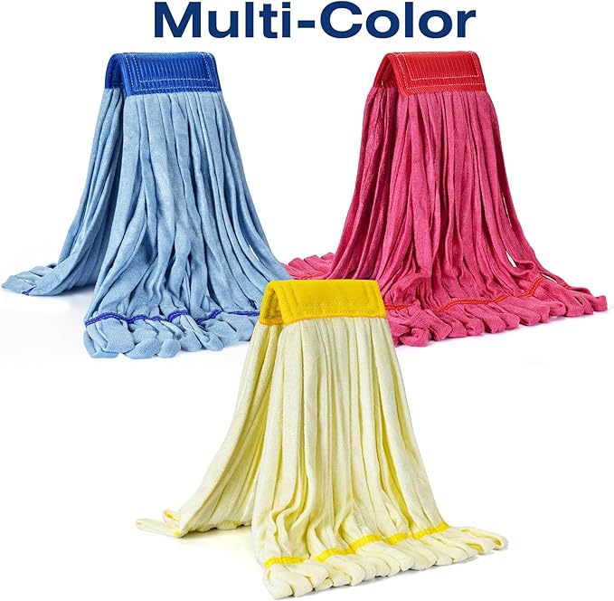 Matthew Cleaning Microfiber Tube Mop(Large,Blue,12Pack) Heavy Duty Mop Head Replacement,Excellent Absorbency,Premium launderability,Reusable,Loop end for Home,Commercial&Industrial Use