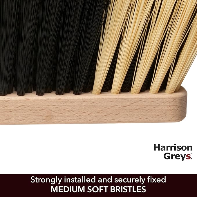 11.2" Hand Broom Medium-Soft Bristles Bench Brush, Sweeping Brush with Wooden Handle, Lightweight Dusting Brush, Handheld Small Broom, Shop Brush