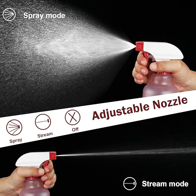 Spray Bottles 16.9oz/500ml Plastic Spray Bottle for Hair Mist/Stream Empty Spray Bottle Heavy Duty Refillable Containers for Cleaning Solutions, Plants Gradient 2 Pack (Red)