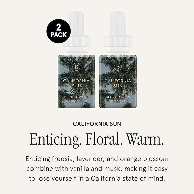 Pura & Becki Owens Home Scent Refill - Smart Home Air Diffuser - Up to 120-Hours of Luxury Fragrance per Refill - Spring & Summer Fragrance - 2 Pack, California Sun
