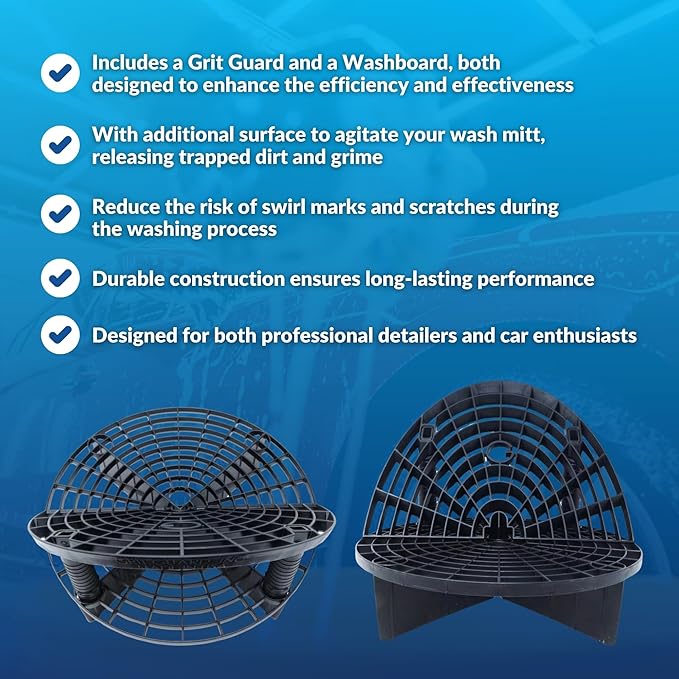 Grit Guard The Original Bucket Insert with Washboard Combo | Removes Dirt from Wash Mitt for Detailing | Car Wash Bucket Insert & Washboard | Red/White