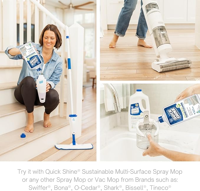 Quick Shine Multi Surface Floor Cleaner Daily Care 24oz | Plant-Based, Ready to Use, Dirt Dissolving, Streak Free, No Rinse | Use on Hardwood, Laminate, Luxury Vinyl Plank, Tile & Stone | Safer Choice