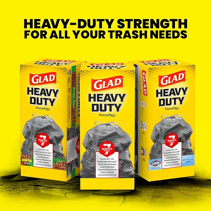 Glad ForceFlex Heavy Duty Large Trash Bags, Hold 80+ lb, 30 Gal, 25 Ct (Package May Vary)