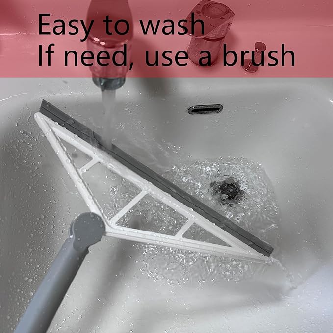 Multifunction Magic Silicone Broom Sweeper, Rubber Household Squeegee Push Broom with 61" Long Handle for Cleaning Indoor Smooth Floor Bathroom Kitchen Glass Shower Water Pet Hair, Grey