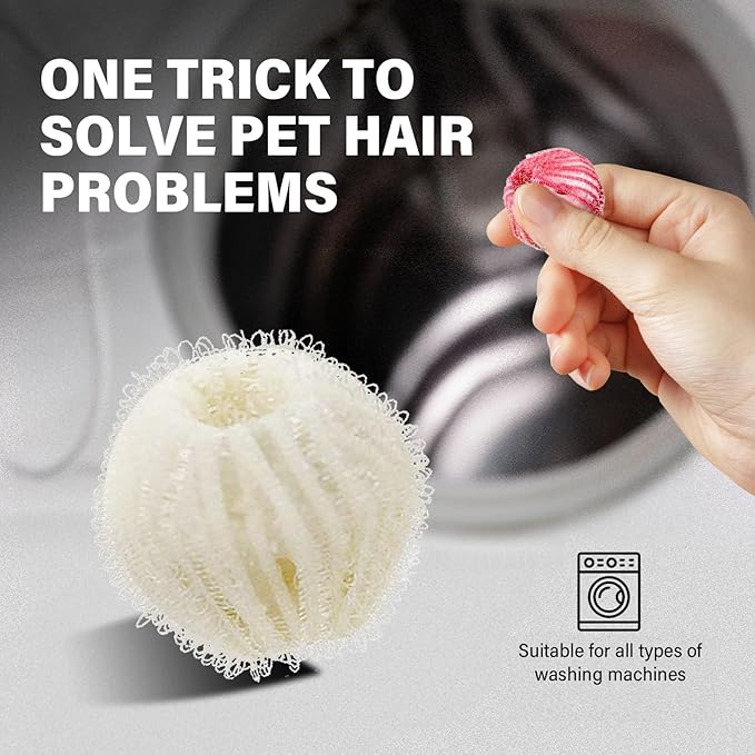 Pet Hair Remover for Laundry, 12 PCS Reusable Pet Hair Remover Balls, Washing Machine Hair Catcher for Dog and Cat Hair Removal, Gentle Lint Collector for Laundry Care