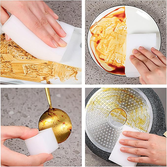 25pack Melamine Sponges for Multi-Purpose Cleaning - Tough, Durable Magic Sponge Erasers for Use on Sinks, Kitchen, Bathrooms, Walls, Floors, Bathtubs, Shoes, Furniture, Cars - Won't Rip Easily.