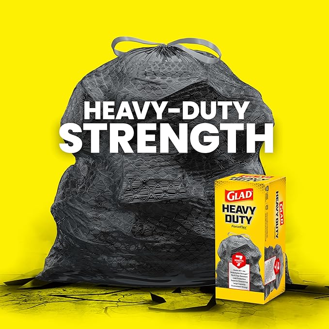Glad ForceFlex Trash Bags 30 Gallon | Black | LeakGuard Protection | Stretchable Strength | 68 Count, Pack of 4