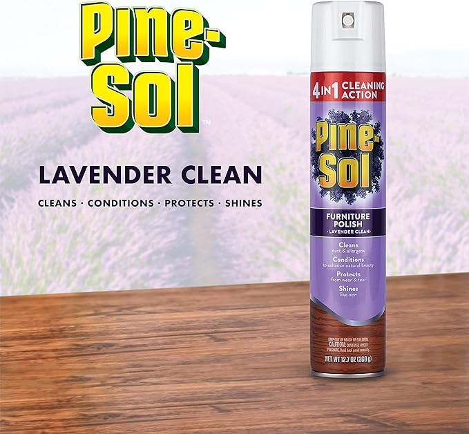 Pine-Sol Furniture Polish Aerosol, Lavender Scent - Wood Furniture Polish Spray Gives You A Powerful Clean You Can Trust - 12.7 Ounce
