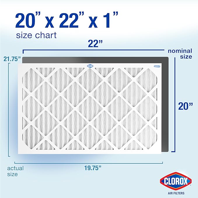 Clorox 20x22x1 Air Filter, MERV 11 Pleated HVAC AC Furnace Air Filters, MPR 1000 & FPR 7 – Pack of 4