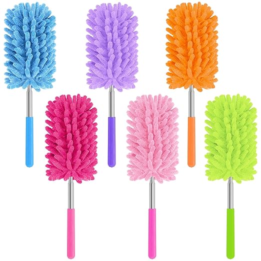 Mini Duster for Cleaning, 360° Bendable Hand Dusters with Extension Pole, Washable Small Duster for Car Interior, Office, Furniture