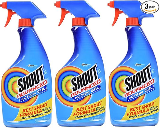 Shout Advanced Spray and Wash Laundry Stain Remover Gel, Best Shout Formula, 22 oz - Pack of 3