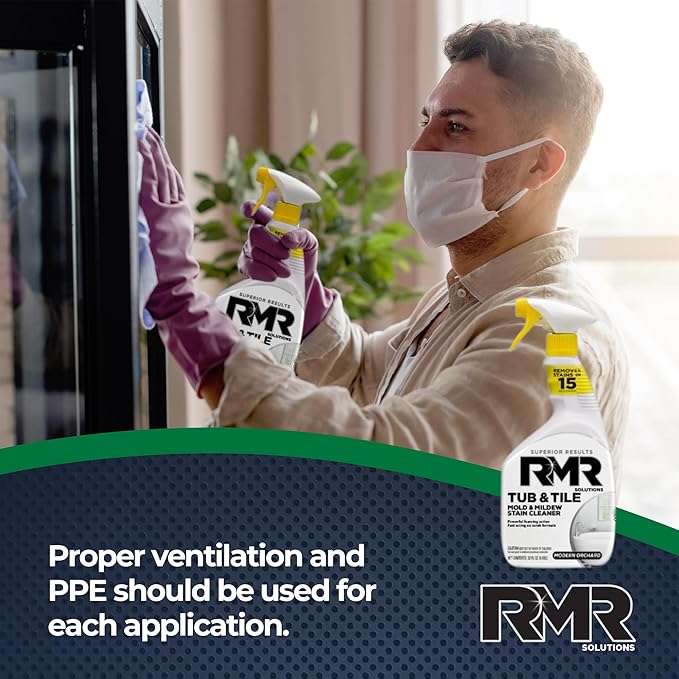RMR - Tub and Tile Cleaner, Mold & Mildew Stain Remover, Industrial-Strength, No-Scrub Foam Cleaner, Modern Orchard Scent, 32 Fl Oz