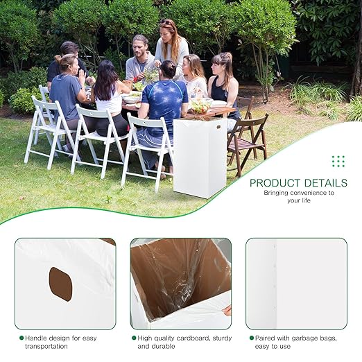 Nosiny 30 Pcs 50 Gallon Disposable and Reusable Corrugated Cardboard Trash Cans for Events, Recycling Bins Bulk with Trash Bags,Cardboard Garbage Boxes for Parties,18" x 18" x 36" (White)