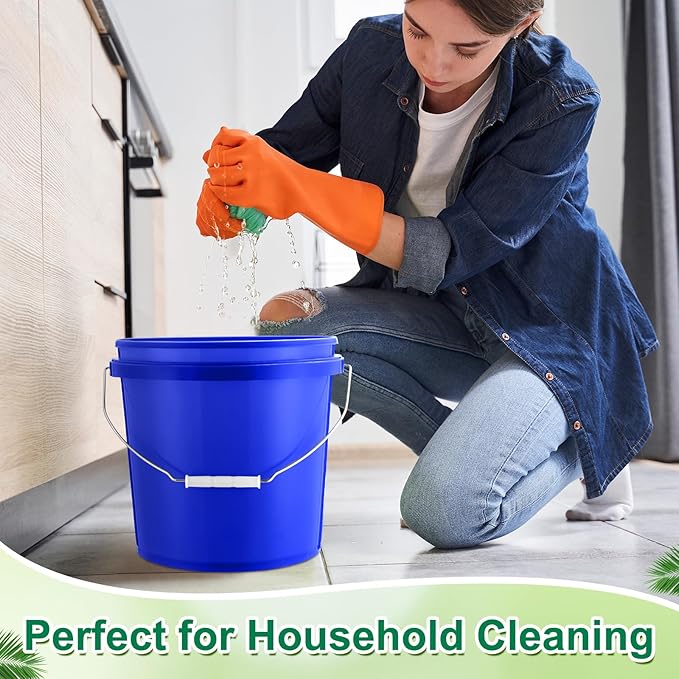 Tioncy 24 Pcs 2 Gallon Plastic Bucket with Lid Heavy Duty 2 Gallon Bucket Pail with Lid Handle for Storage Container Home Household Cleaning (Blue)
