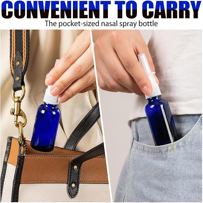 10 Pcs Nasal Spray Bottle Empty, 30ML/1oz 6 Pcs Refillable Nasal Spray Bottle Fine Mist Glass with 2 Pcs Funnels and 2 Pcs Labels