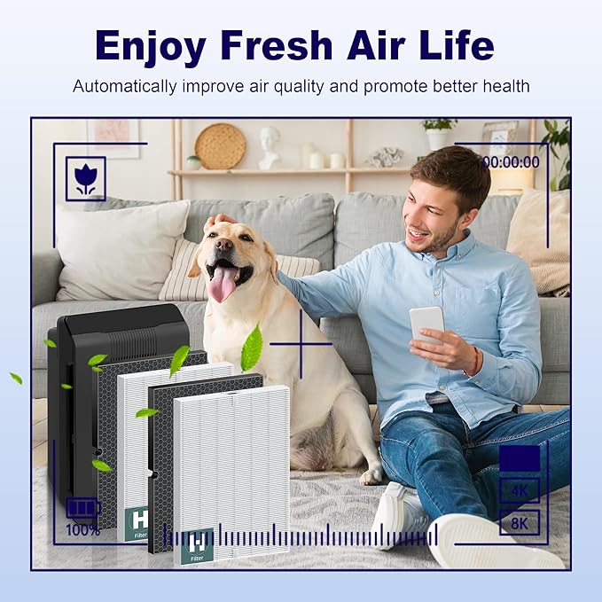 116130 Replacement Filter H for Winix 5500-2 AM80 Plasmawave Air Purifier, True HEPA Filter and Activated Carbon Filter Combo Pack, 1 Set