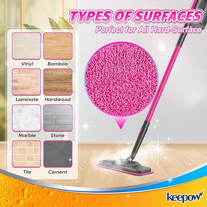 KEEPOW Microfiber Steam Mop Pads Compatible with Schenley Steam Mop 7 in 1, Washable and Reusable Mop Replacement Pads Steam Cleaner Attachments for Multi Surface Floor 2 Pack