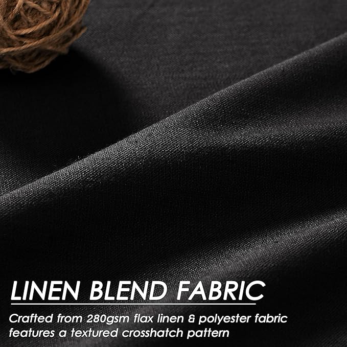 100% Blackout Linen Curtains 102 Inches Long 2 Panels for Bedroom Back Tab Pinch Pleated Black Out Curtain Modern Urban Noise Cancelling Total Light Blocking Window Curtains 102 Inch Length,Black