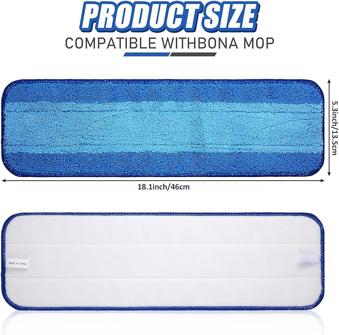 40 Pieces Microfiber Cleaning Pads Compatible with Bona Mop Reusable 18 Inch Replacement Cleaning Pads Washable Refills Replacement Heads for Floor Cleaning