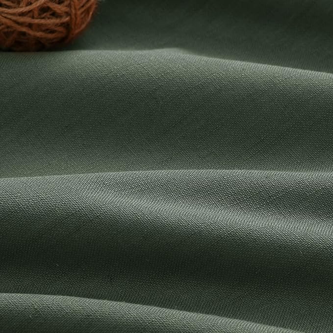 Olive Green Linen 100% Black Out Curtains 108 Inches Long 2 Panels Set for Bedroom Boho Farmhouse Back Tab Thermal Insulated Energy Efficient Curtains Living Room High Ceiling Length 9 FT 52x108