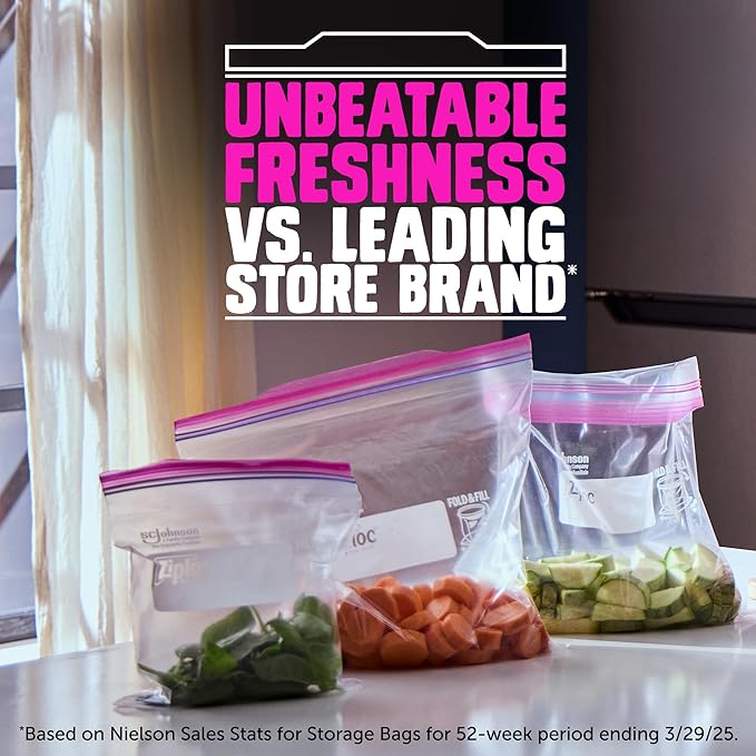 Ziploc Gallon Food Storage Bags, Stay Open Design with Stand-Up Bottom, Easy to Fill, 162 Count