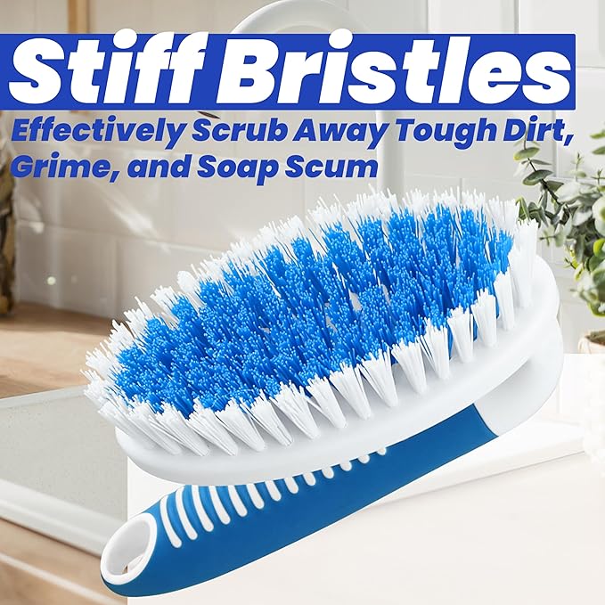 PHYEX Scrub Brush, 2 Pack Household Cleaning Brushes with Stiff Bristles, Scrubbing Brush for Carpet, Shower, Bathtub, Kitchen, Pool Tile, Bathroom Scrubber, Small