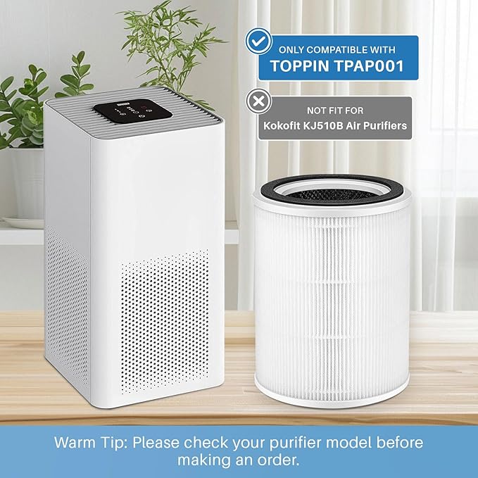 TPAP001 H13 True HEPA Air Filter, Only Compatible with TOPPIN TPAP001 Comfy Air C2 Air Purifier, H13 True HEPA Filter for TOPPIN TPAP001 Filter