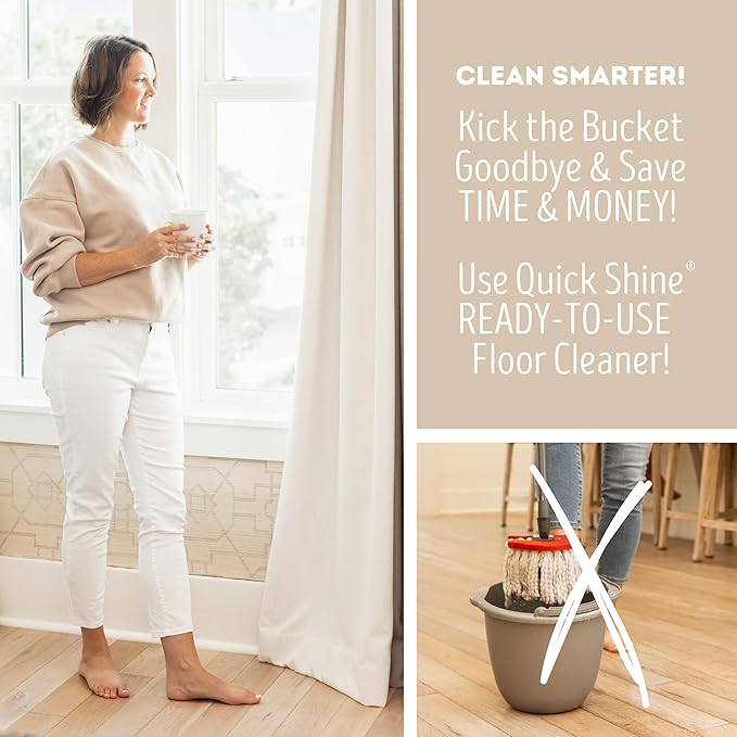 Quick Shine Multi Surface Floor Cleaner Daily Care 24oz, 6Pk | Ready to Use, Dirt Dissolving, Streak Free, No Rinse | Use on Hardwood, Laminate, Luxury Vinyl Plank LVT, Tile & Stone | Safer Choice