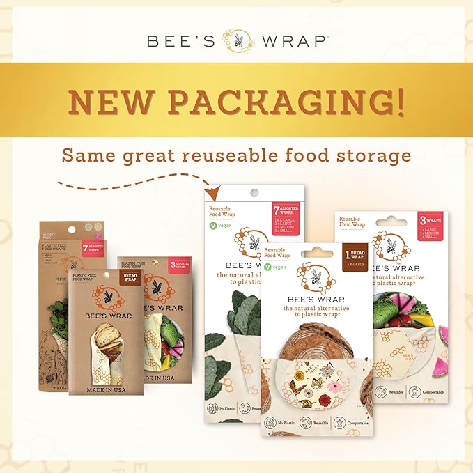 Bee's Wrap Beeswax Wraps for Food - Garden Party 3 Pack (2M 1 Sandwich) Made in USA Reusable & Organic Food Wraps, Sandwich Wrap - Eco-Friendly Alternative to Aluminum Foil & Plastic Wrap