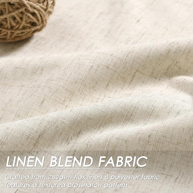 Tan Beige Linen Blackout Curtains 80 Inches Long for Bedroom Back Tab Burlap Flax Linen Drapes Blackout Rustic Farmhouse Full Light Blocking Winter Thermal Insulated Curtain 80 Inch Length 2 Panels