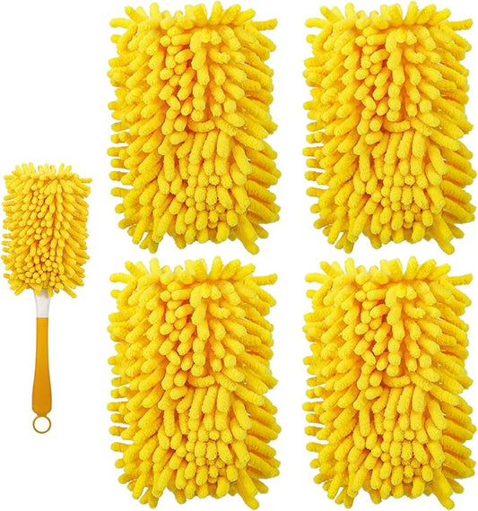 Reusable Duster Refill Compatible with Swiffer Hand Duster - 360 Heavy Duty Dusters Refills - Microfiber Ceiling Fan Duster for Swiffer Dusters Extended Handle, 4 Pack(Handle is Not Included)