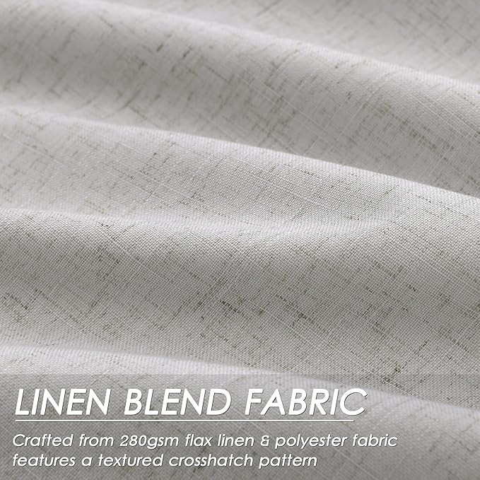 Extra Long Blackout Curtains 108 Inches Long Silver Birch Modern Linen Back Tab Pocket Curtains for Sliding Glass Doors Thermal Light Blocking Floor Length Windows Drapes With White Backing 52X108