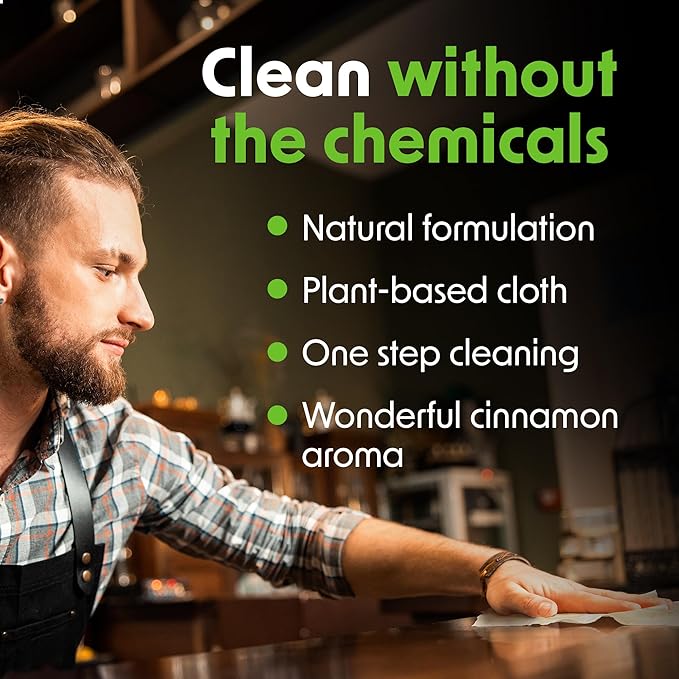 Wipex Table Bussers - Natural Cleaning Wipes | Table Cleaning Quick Cleaner & Counter Wipes | Made with Vinegar, Propolis, Clove and Cinnamon Oil, 400 Natural Surface Wipes