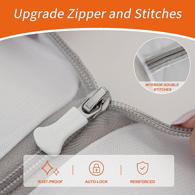 Polecasa 3Pcs 12 x 16 Inches Extra Durable Fine Mesh Laundry Bags with Sturdy Zipper for Delicates, Protect Clothes in Washing Machine, Laundry Room Essentials for College, Dorm (3 Medium)