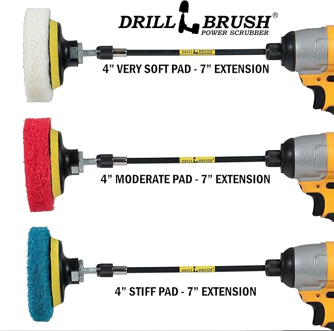 Household Cleaning Supplies - Power Scrubber Brush Set - Drill Brush Attachment Pads - Home Cleaning Brushes - Kitchen Cleaner Stove Brush - Counter Tile Kitchen Cleaner Pads - Kitchen Sink Brush