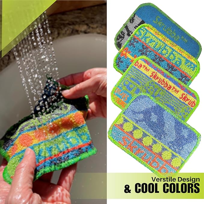 Wet-It Skrubba Non-Scratch Scouring Pad – European Scrubby Sponge for Kitchen, Dishes, Pots, Pans, Glass & Cookware – Durable Reusable Pad with RV Camper Design