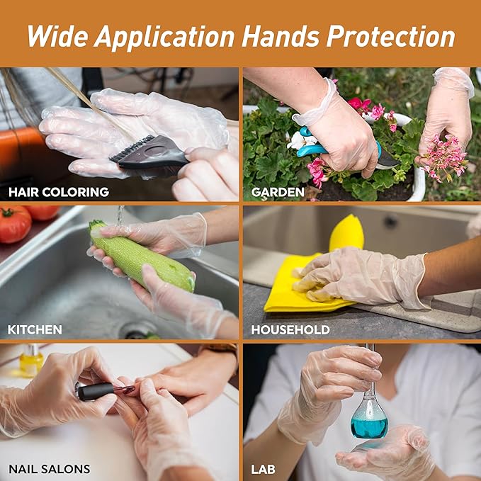 Med PRIDE Vinyl Gloves| X-Large Box of 100| 4.3 mil Thick, Powder-Free, Non-Sterile, Heavy Duty Disposable Gloves| Professional Grade for Healthcare, Medical, Food Handling, and More